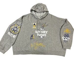 Looney Tunes Crew Bugs Bunny Hoodie Sweatshirt Unisex 5X Gray Graphic Print